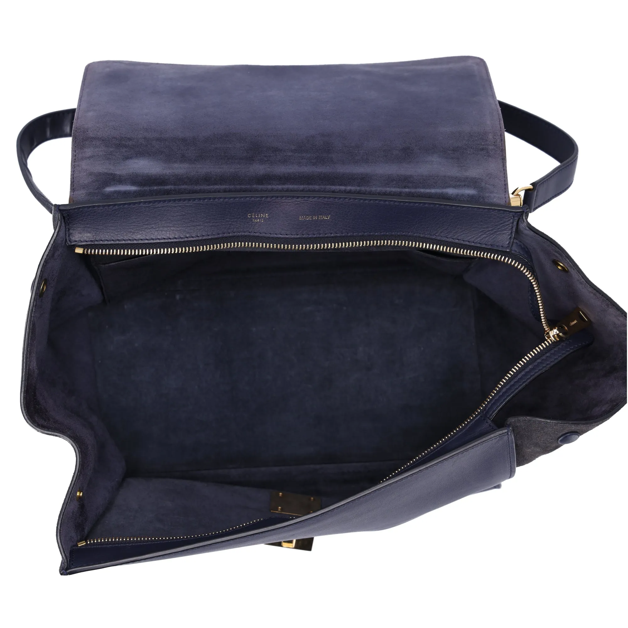 Celine Trapeze Medium Handbag Light Brown Dark Navy Leather Suede sold by Gaby's Bags product image thumbnail 4