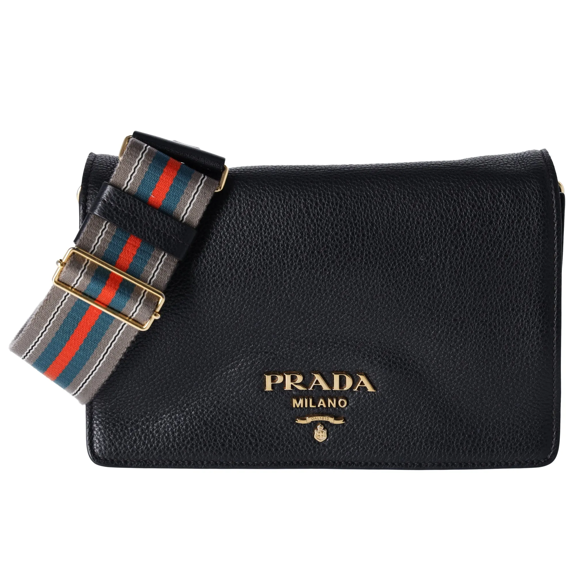 PRADA Vitello Daino Flap Crossbody Bag Black Leather sold by Gaby's Bags