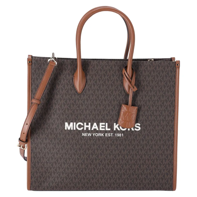 Michael Kors Mirella Large Tote Crossbody Bag Brown MK Signature sold by Gaby's Bags
