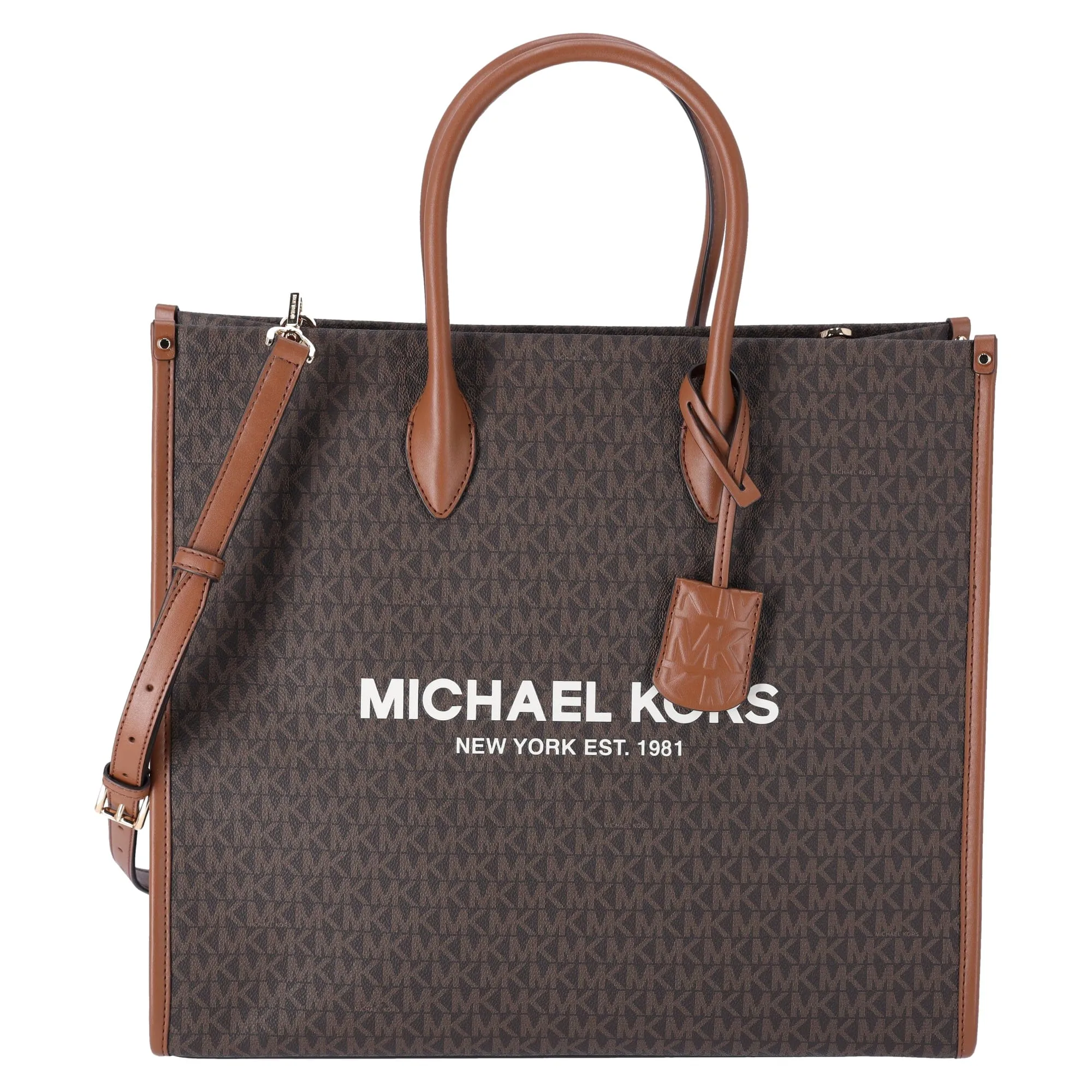 Michael Kors Mirella Large Tote Crossbody Bag Brown MK Signature sold by Gaby's Bags