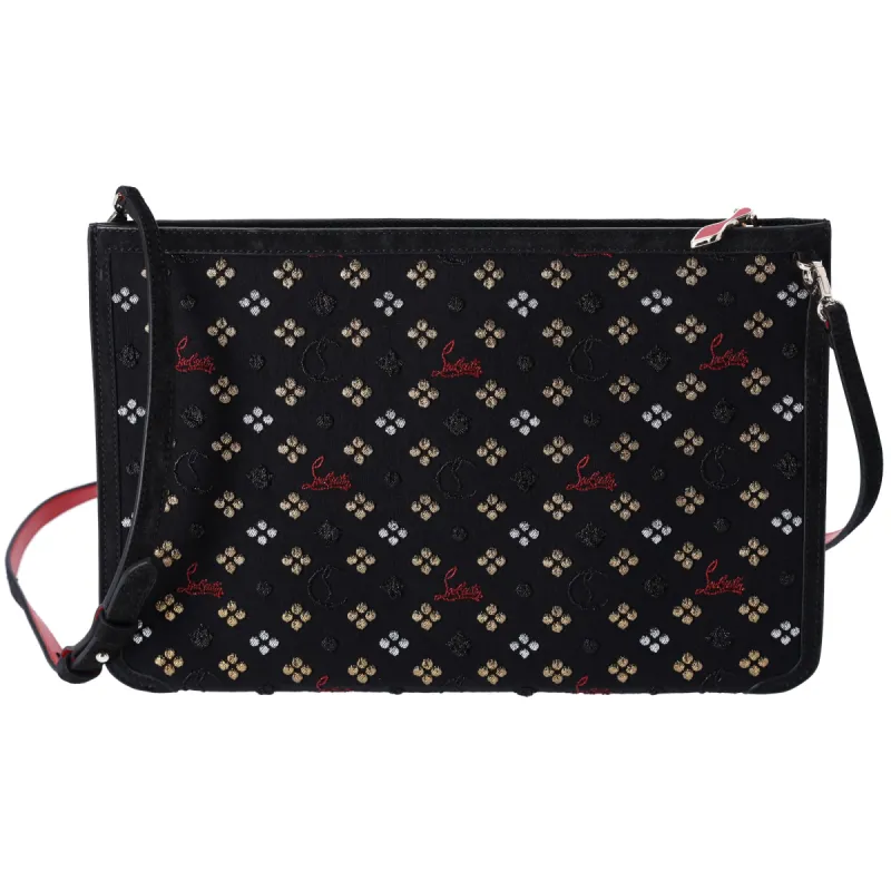 Christian Louboutin Loubiclutch Embellished Canvas Crossbody Bag Black Multi sold by Gaby's Bags