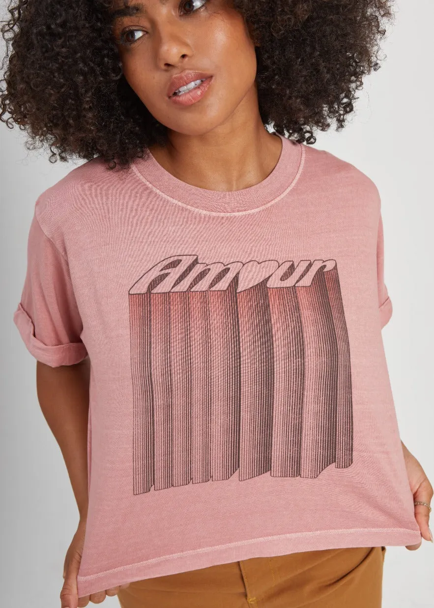 Amour Dusty Pink Cropped Boyfriend Tee sold by Girl Dangerous product image thumbnail 2