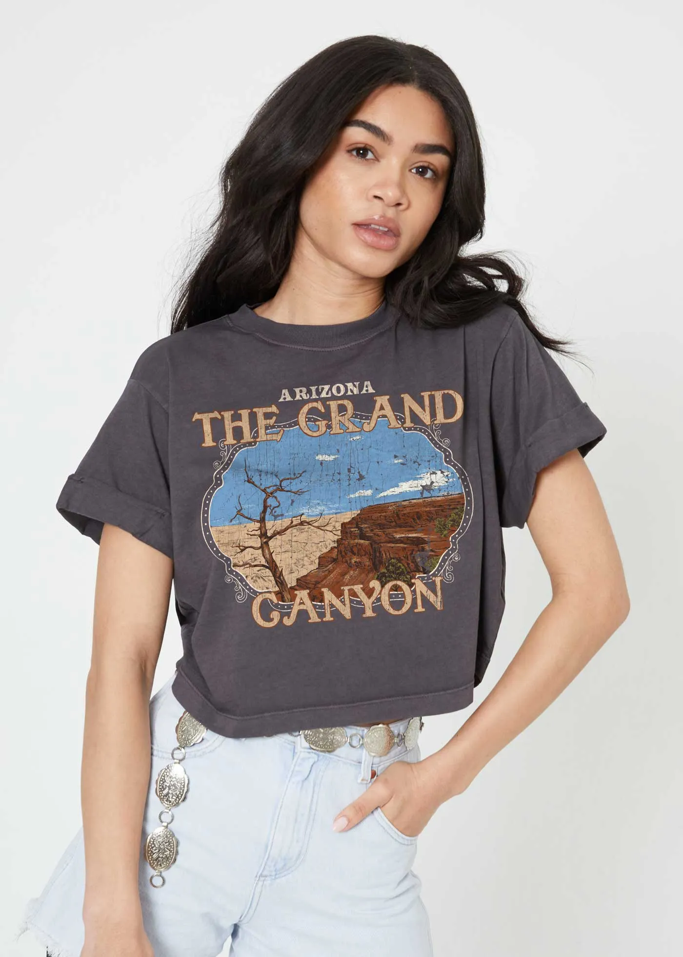 Grand Canyon Frame Vintage Black Cropped Boyfriend Tee sold by Girl Dangerous product image thumbnail 2