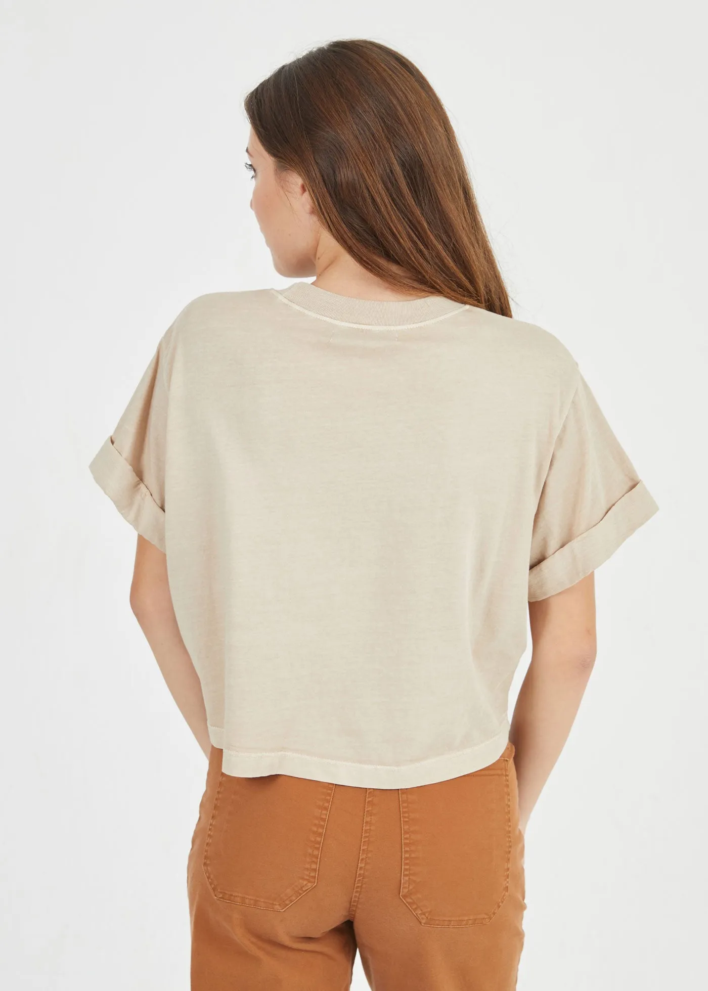 Let Love Bloom Sand Cropped Boyfriend Tee sold by Girl Dangerous product image thumbnail 3