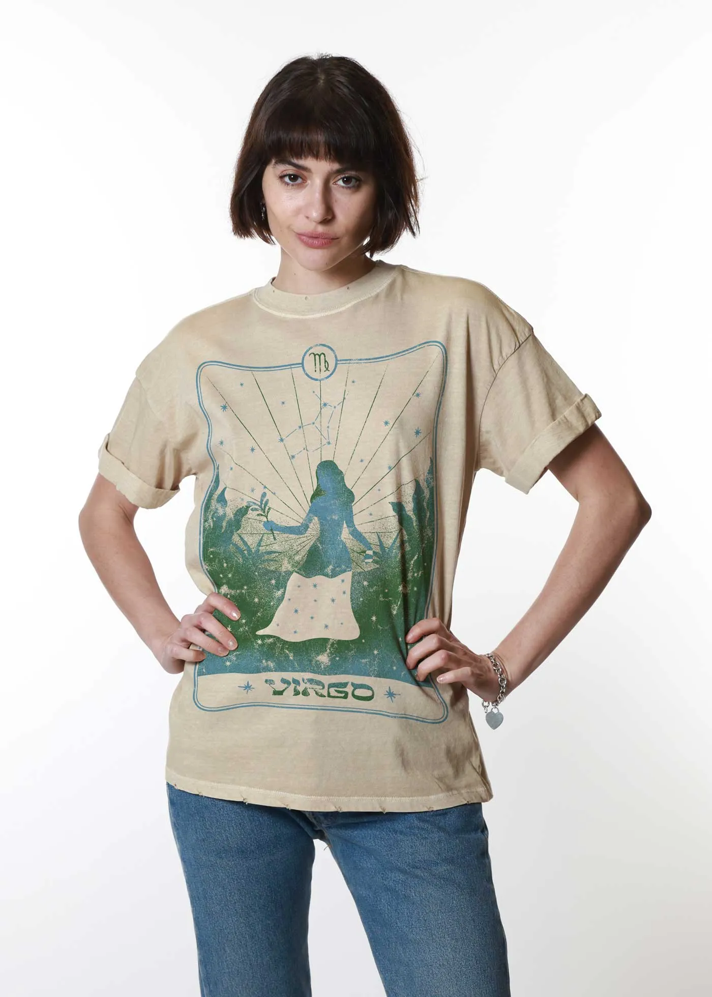 Virgo Card Sand Boyfriend Tee sold by Girl Dangerous
