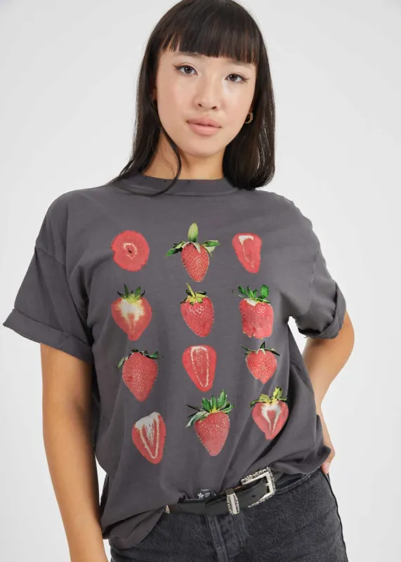 Strawberries Black Boyfriend Tee made by Girl Dangerous