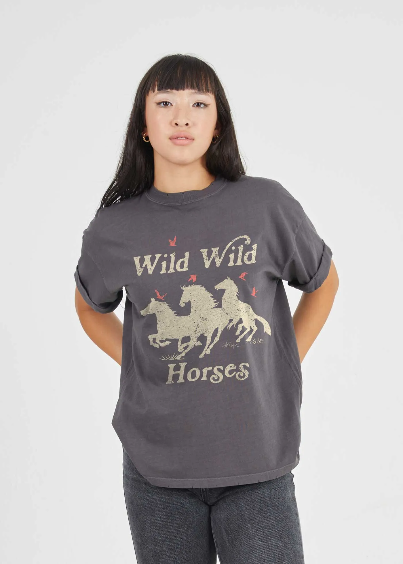 Wild Wild Horses Black Boyfriend Tee sold by Girl Dangerous