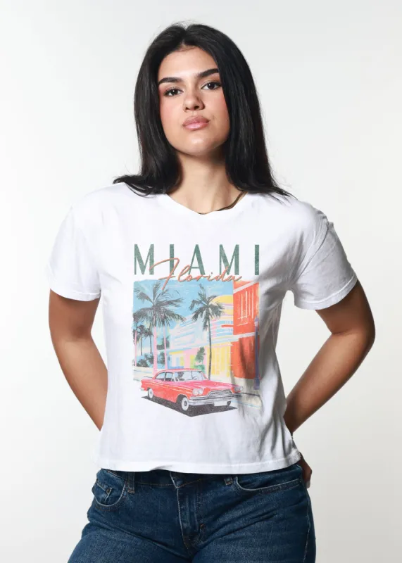 Miami Car White Classic Tee sold by Girl Dangerous