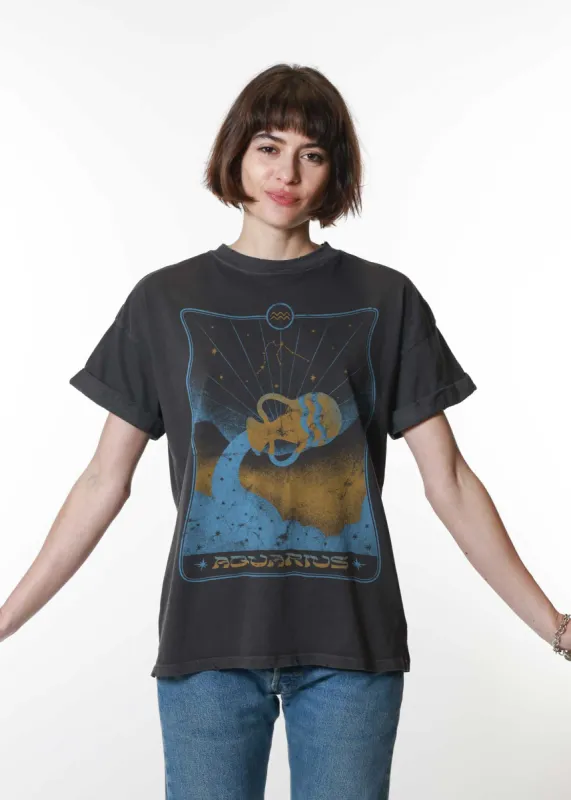 Aquarius Card Black Boyfriend Tee sold by Girl Dangerous