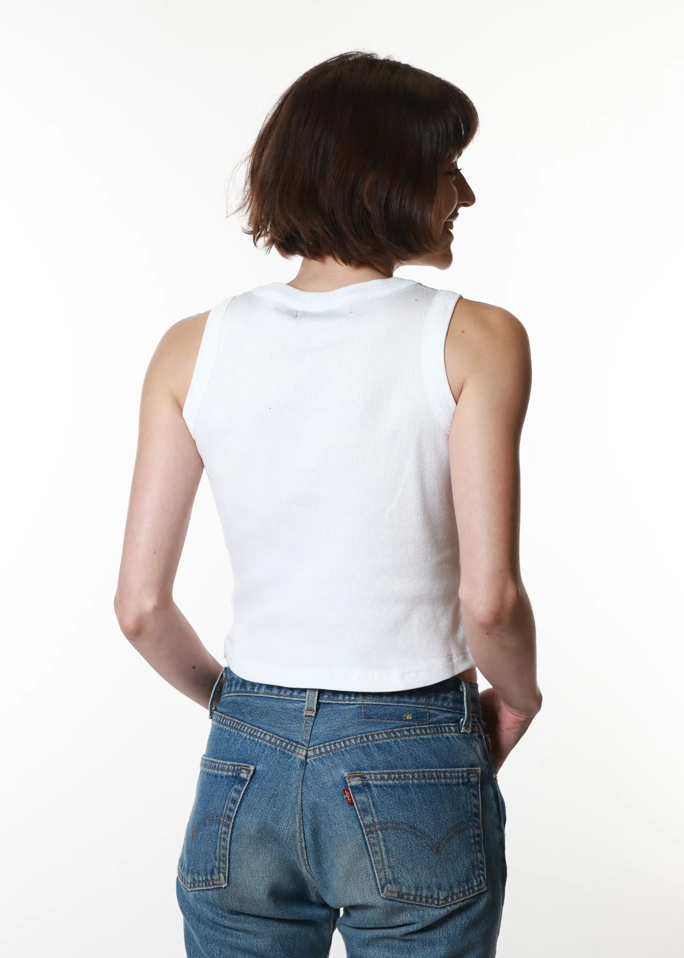 Power To The Peaceful Ribbed White Cropped Tank sold by Girl Dangerous product image thumbnail 3