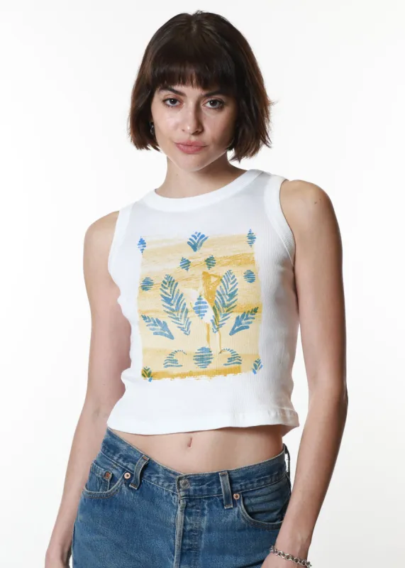 Surf Brush Ribbed White Cropped Tank sold by Girl Dangerous