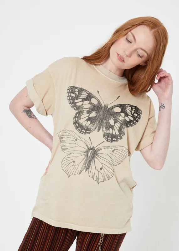 Butterfly Twins Sand Boyfriend Tee sold by Girl Dangerous