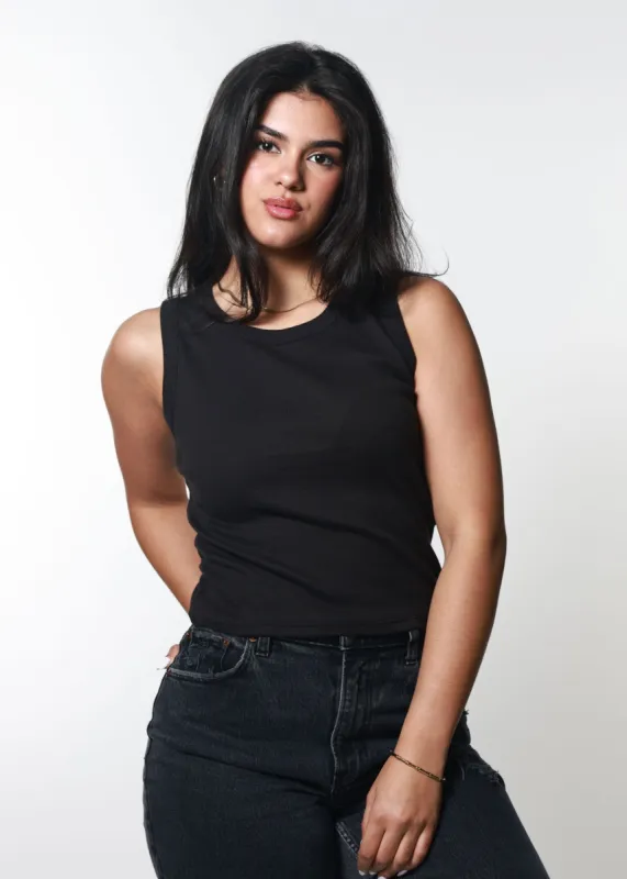 Black Ribbed Crop Tank sold by Girl Dangerous