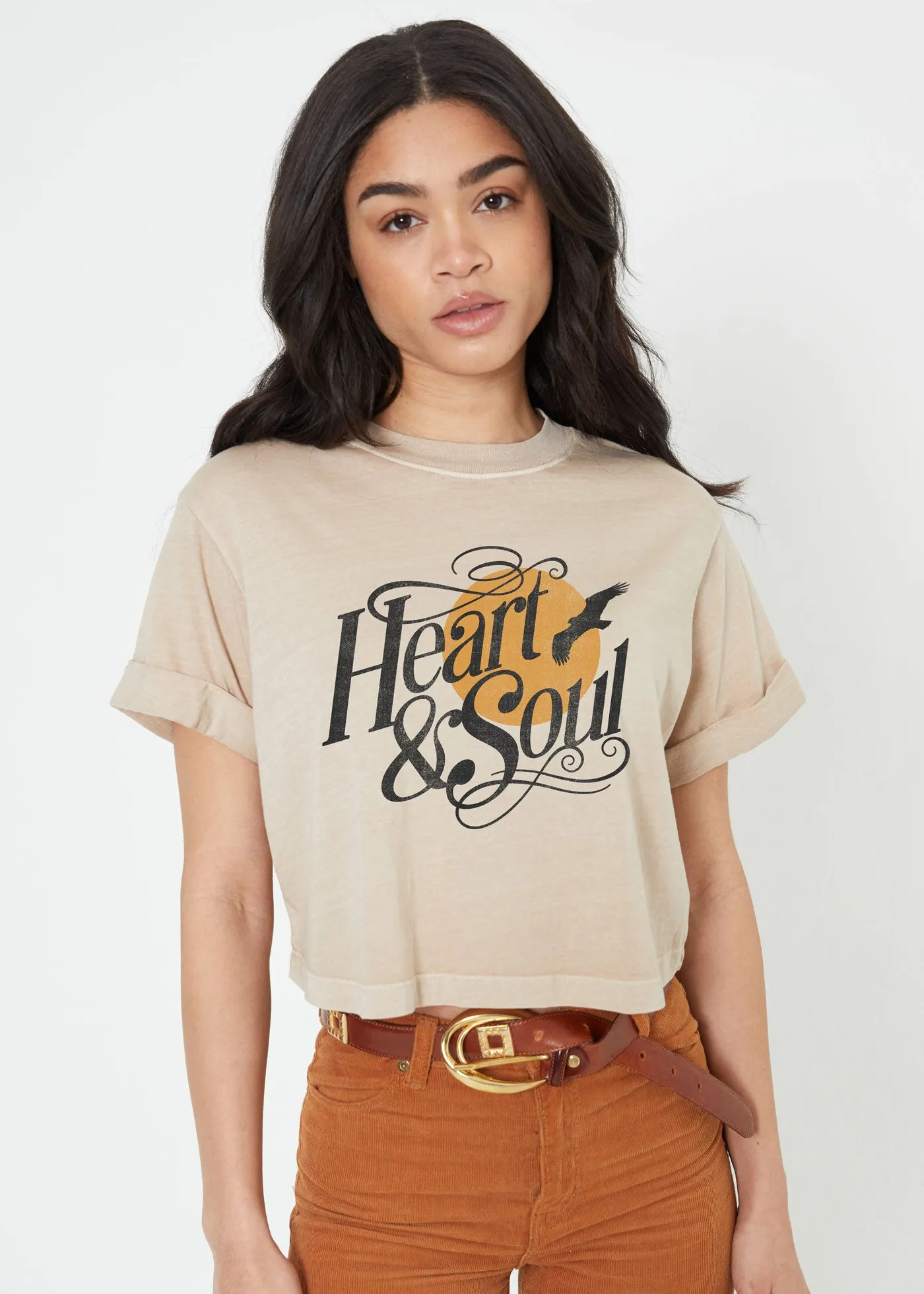 Heart & Soul Sand Cropped Boyfriend Tee sold by Girl Dangerous product image thumbnail 2