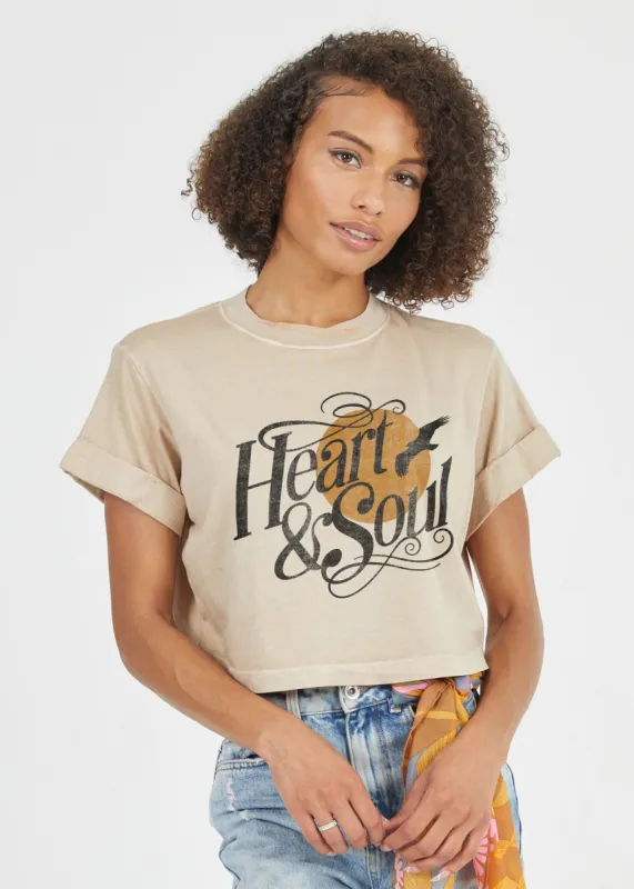 Heart & Soul Sand Cropped Boyfriend Tee sold by Girl Dangerous