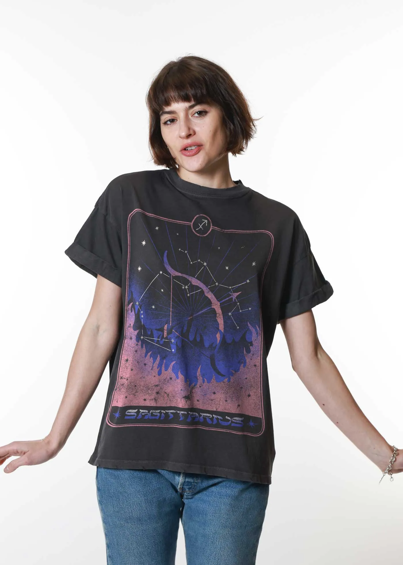 Sagittarius Card Black Boyfriend Tee sold by Girl Dangerous