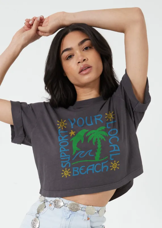 Support Your Local Beach Black Boyfriend Cropped sold by Girl Dangerous