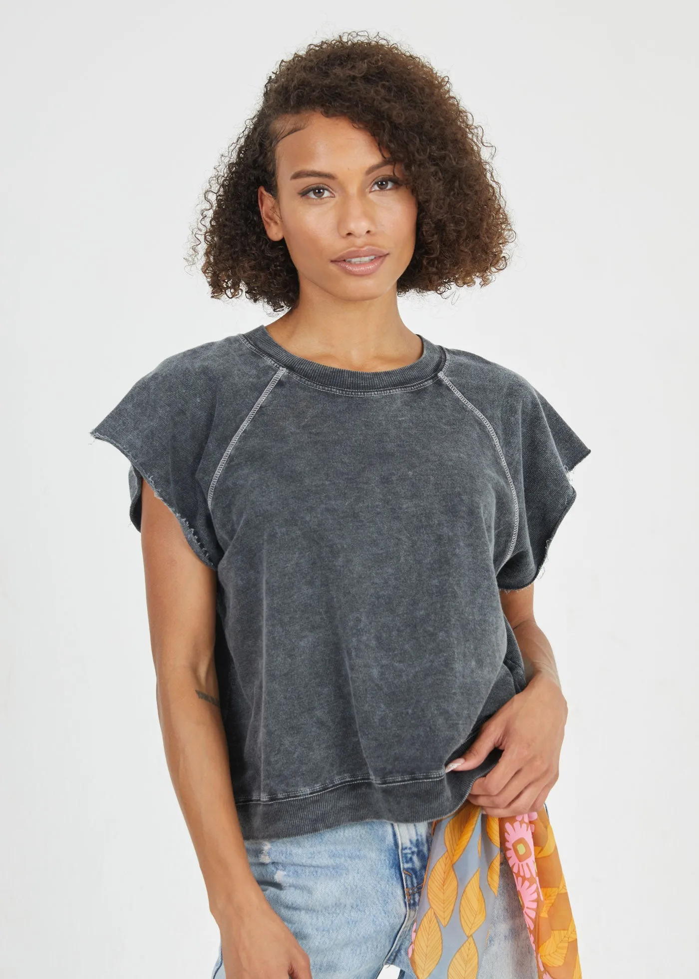 Black Varsity Short Sleeve Sweatshirt sold by Girl Dangerous