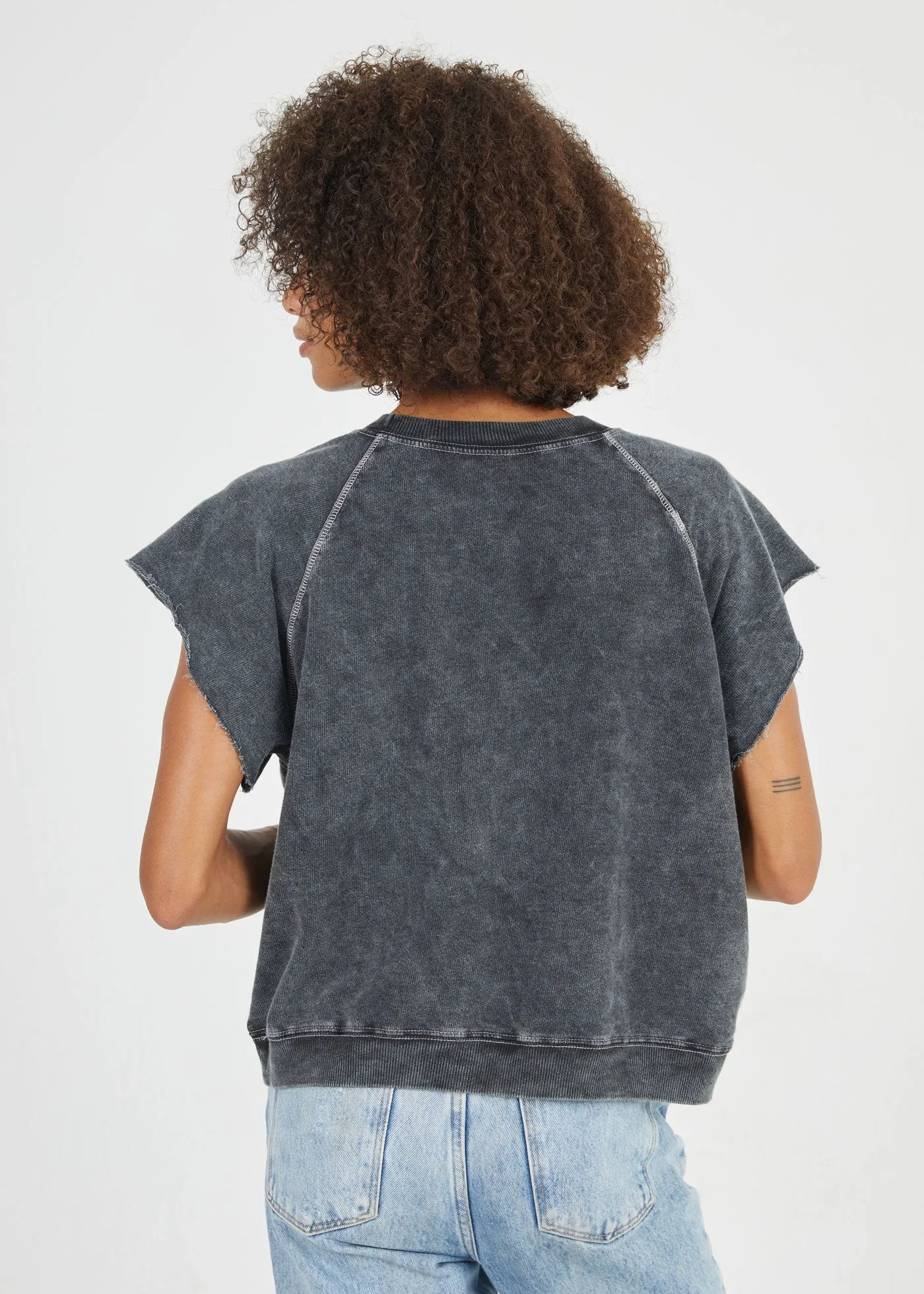 Black Varsity Short Sleeve Sweatshirt sold by Girl Dangerous product image thumbnail 2