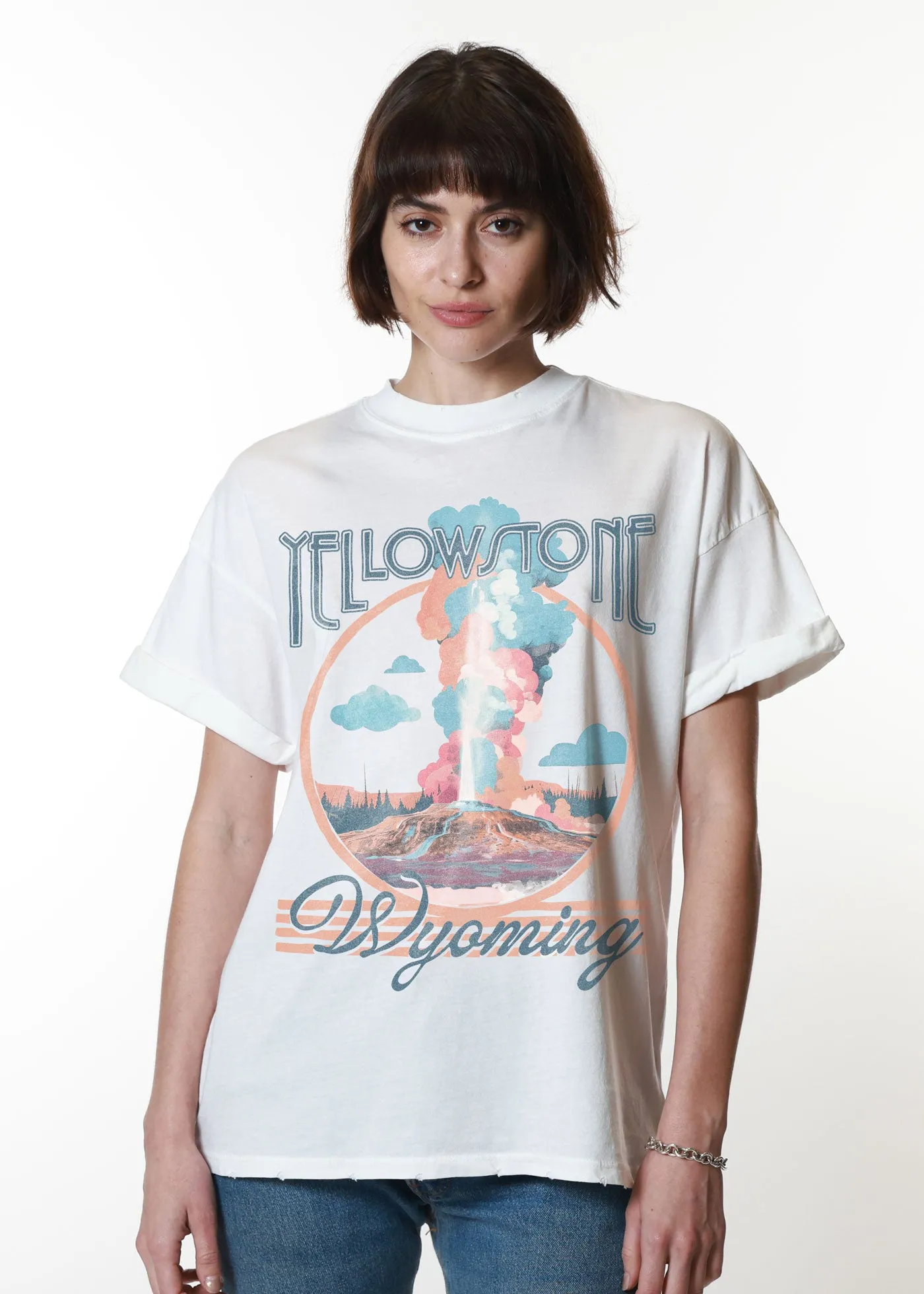 Yellowstone Wyoming White Boyfriend Tee sold by Girl Dangerous