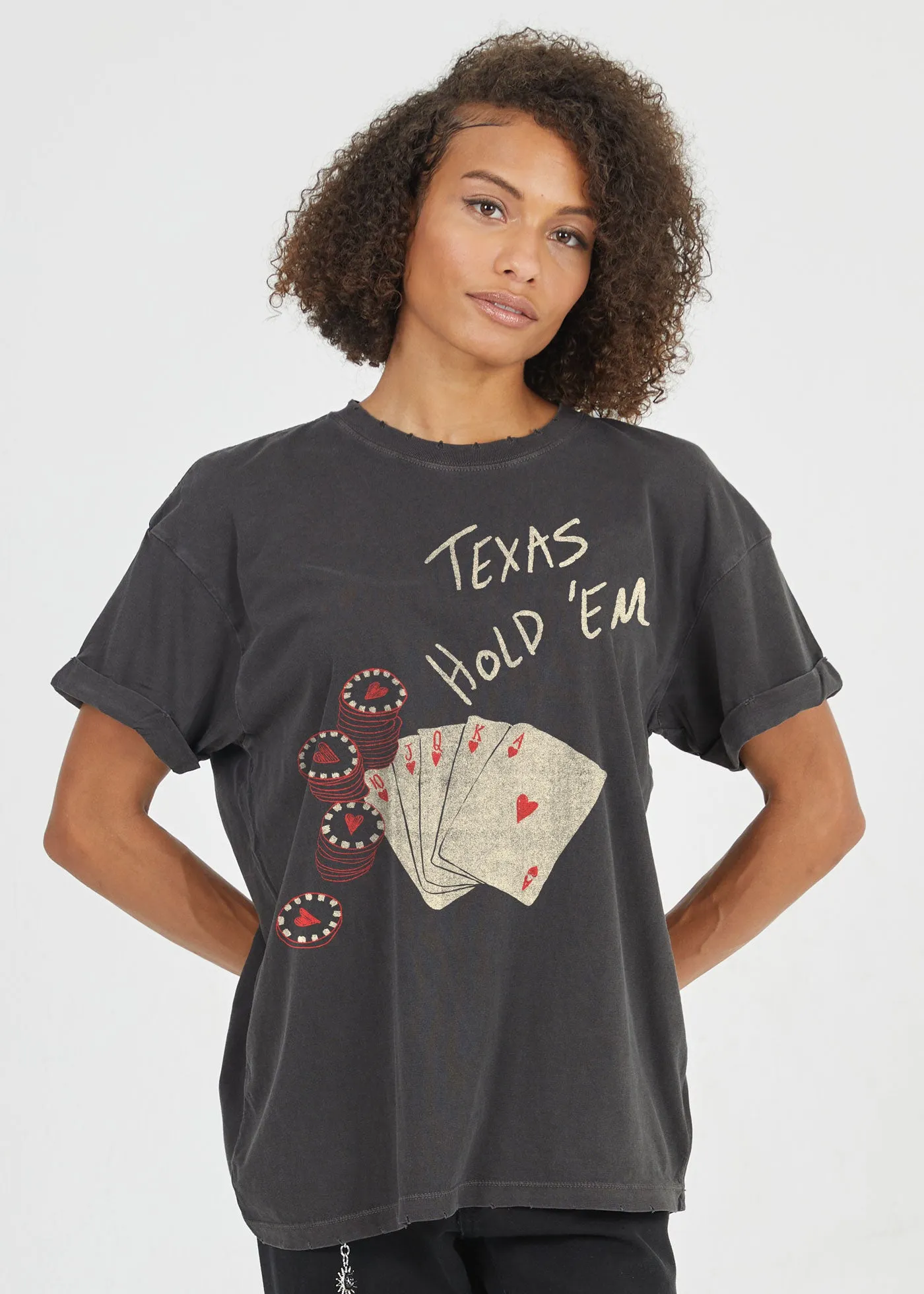 Texas Hold 'Em Vintage Black Boyfriend Tee sold by Girl Dangerous