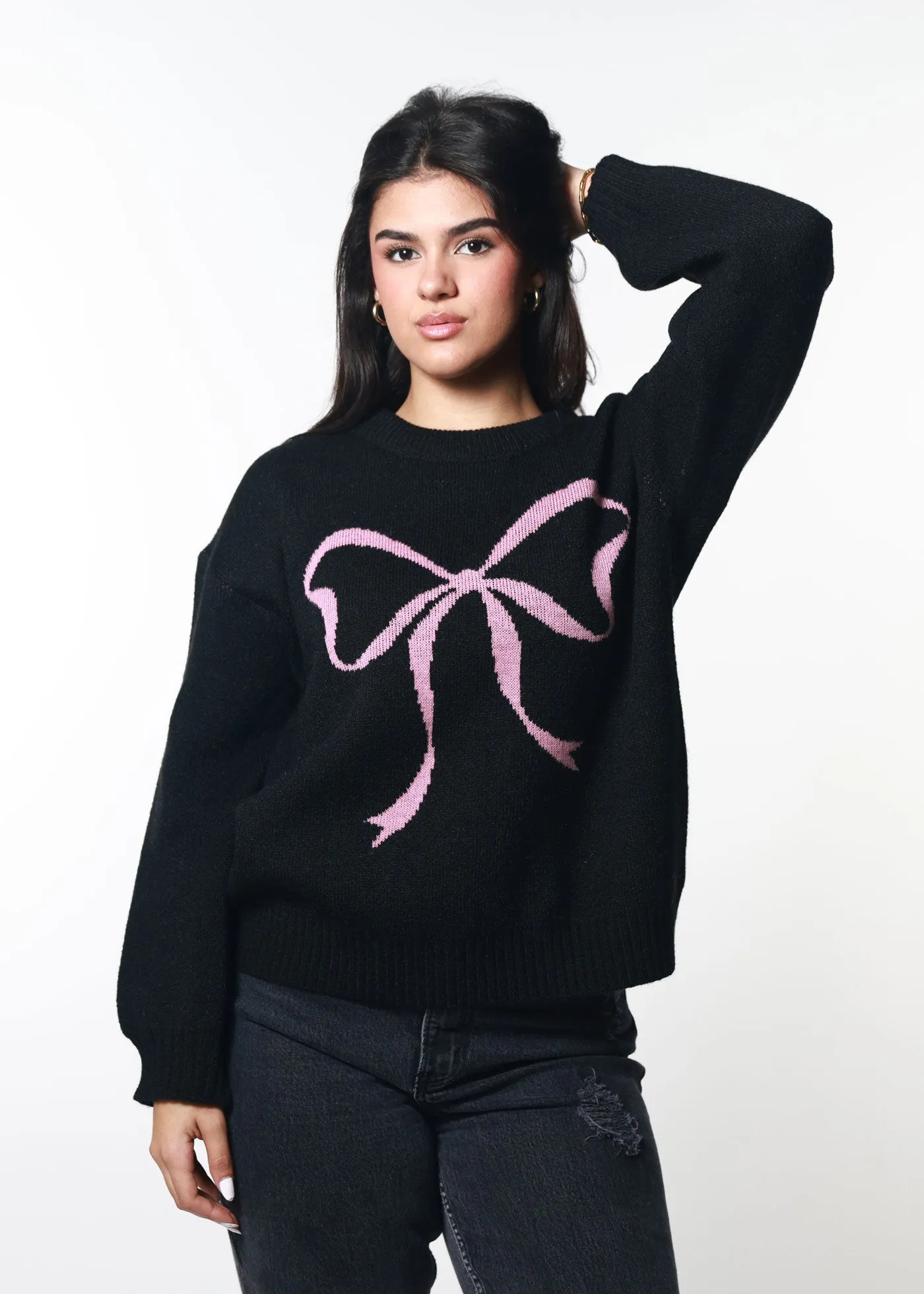 Bow Black Oversized Sweater sold by Girl Dangerous