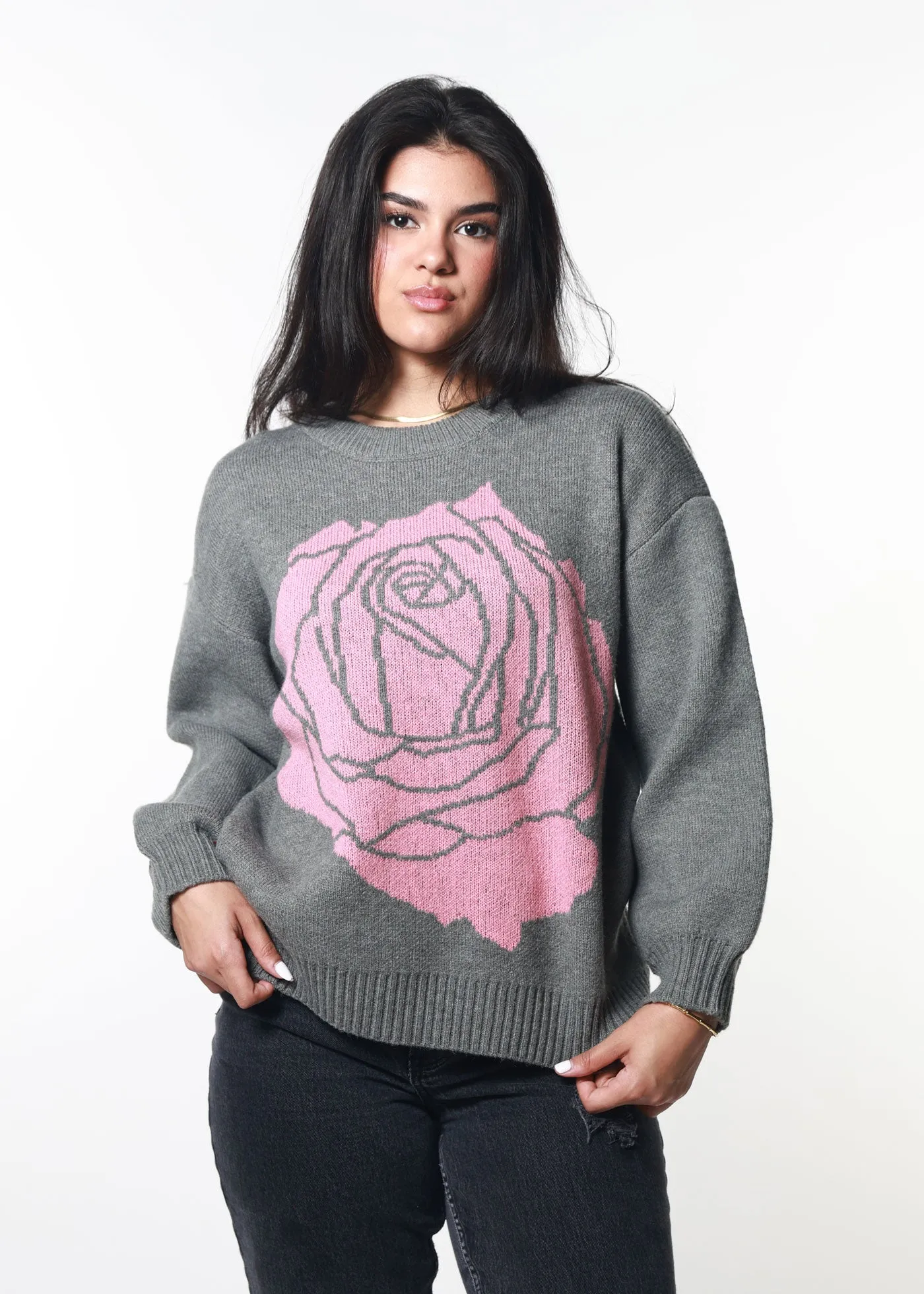 Rose Charcoal Oversized Sweater sold by Girl Dangerous