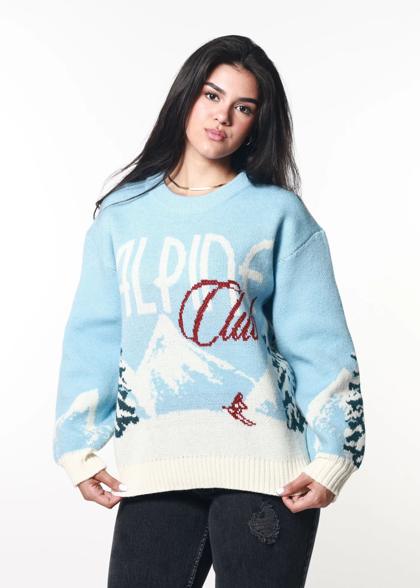 Alpine Club Light Blue Oversized Sweater sold by Girl Dangerous