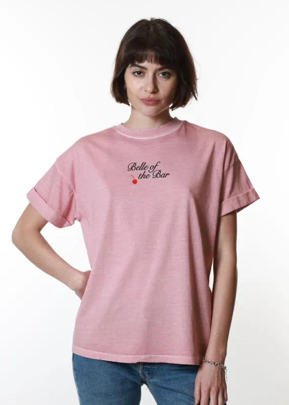 Belle of the Bar Dusty Pink Boyfriend Tee sold by Girl Dangerous