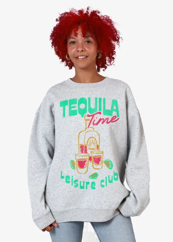 Tequila Time Oversized Grey Crewneck Sweatshirt sold by Girl Dangerous