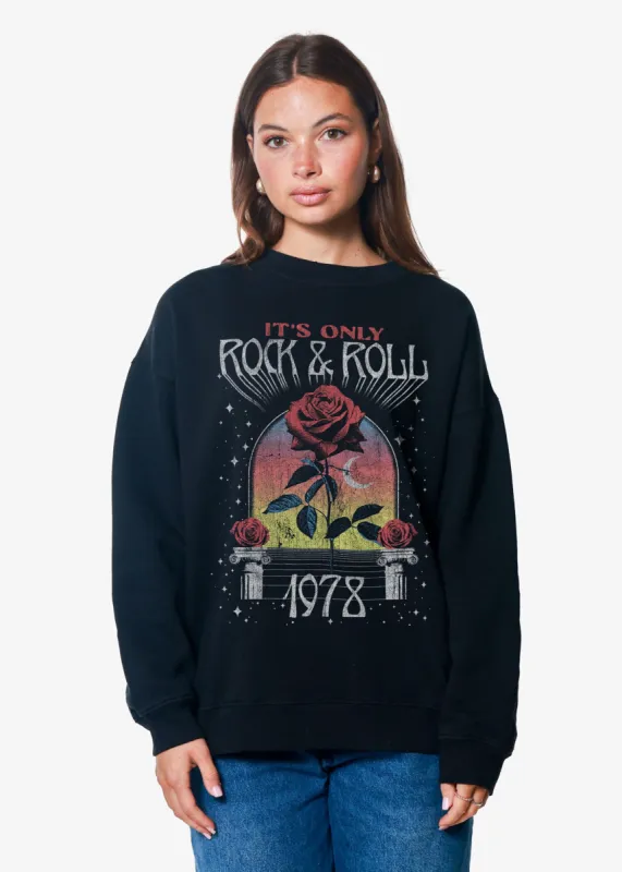 It's Only Rock and Roll Oversized Black Crewneck Sweatshirt sold by Girl Dangerous
