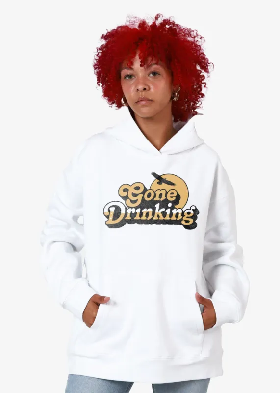 Gone Drinking Oversized White Hoodie sold by Girl Dangerous