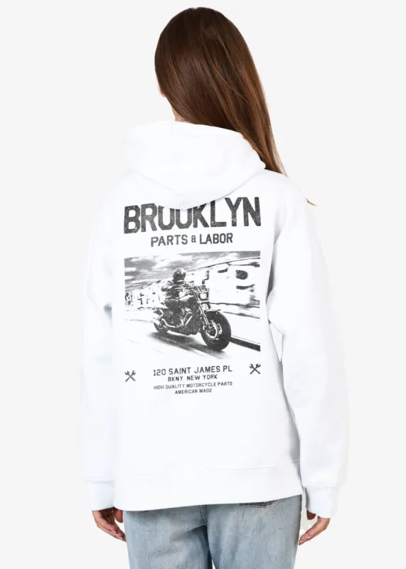 Brooklyn Parts Oversized White Hoodie sold by Girl Dangerous
