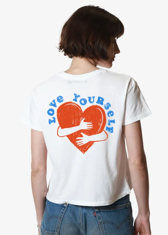 Love Yourself Vintage White Boyfriend SS sold by Girl Dangerous