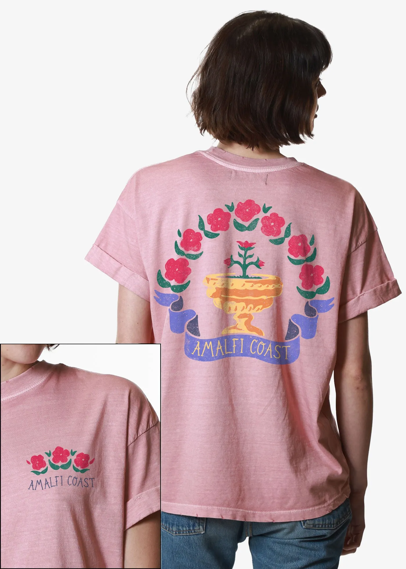 Amalfi Coast Dusty Pink Boyfriend Tee sold by Girl Dangerous
