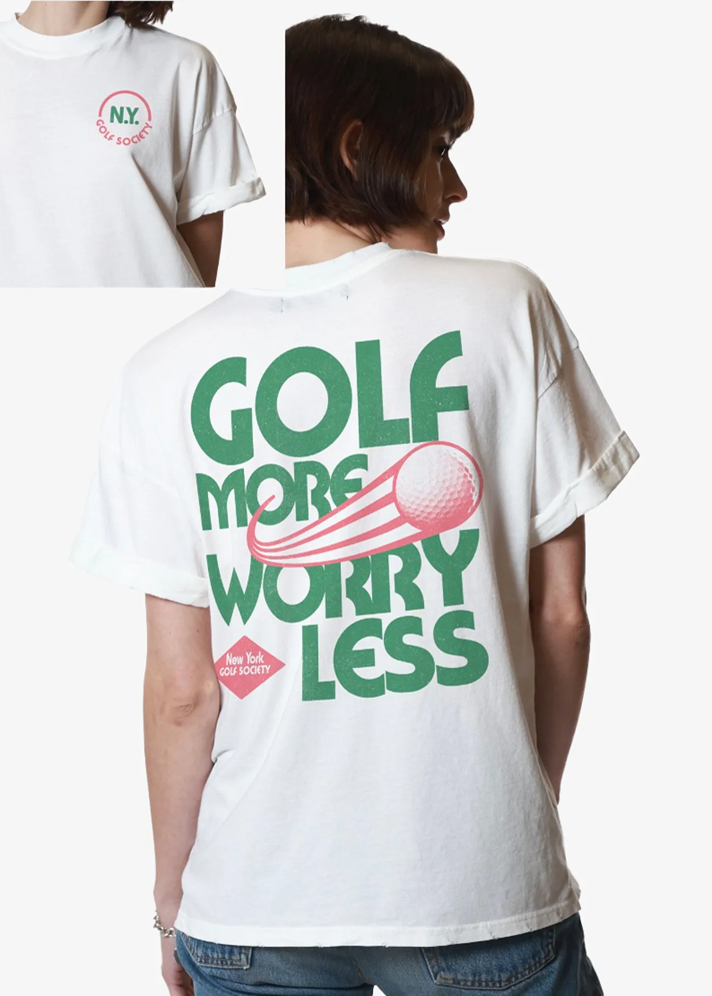NY Golf Society Vintage White Boyfriend Tee sold by Girl Dangerous