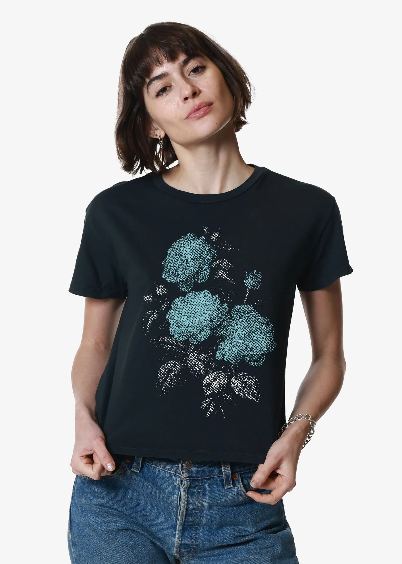 Blue Floral Faded Black Classic Tee sold by Girl Dangerous