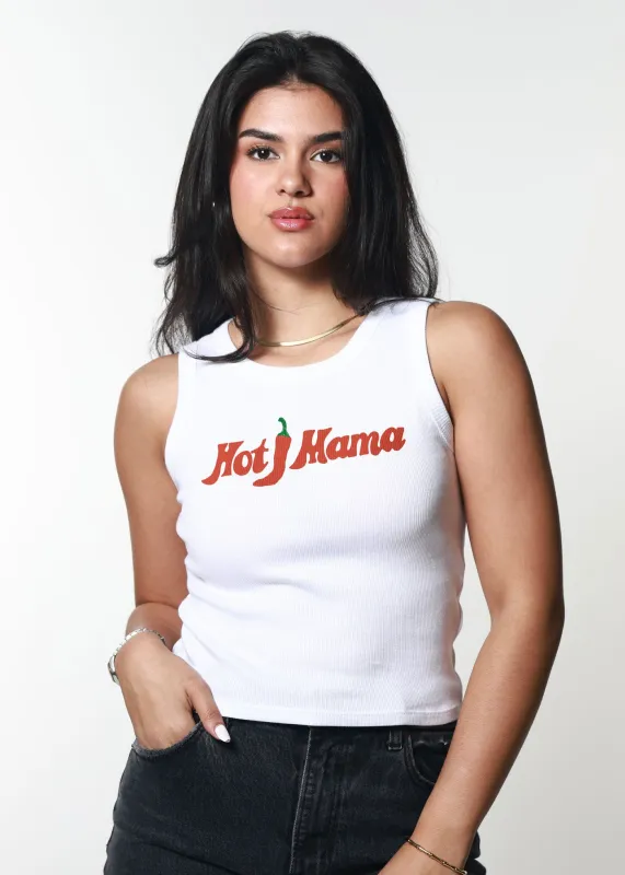 Hot Mama Ribbed White Crop Tank sold by Girl Dangerous