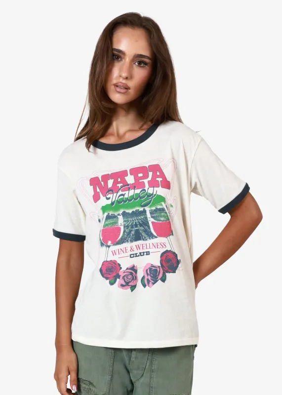Napa Valley Bone & Navy Slouchy Ringer Tee sold by Girl Dangerous