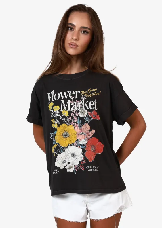 Flower Market Vintage Black Boyfriend Tee sold by Girl Dangerous