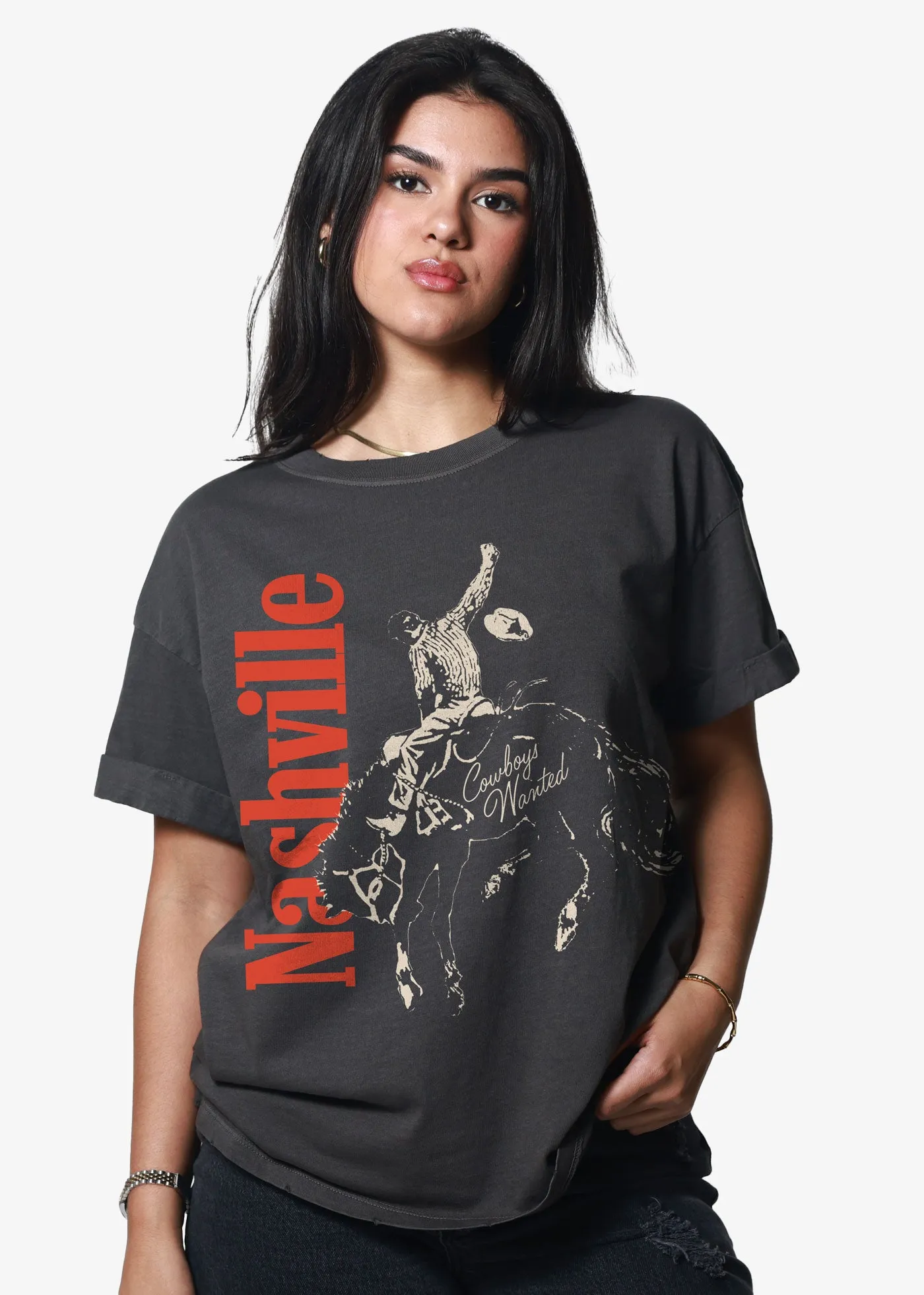 Nashville Rider Vintage Black Boyfriend Tee sold by Girl Dangerous