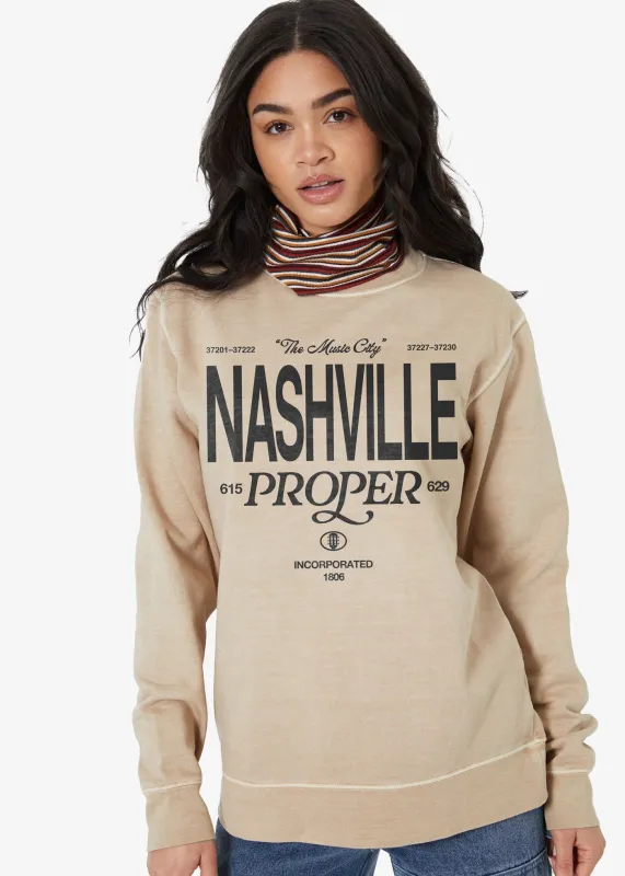 Nashville Proper Sand Oversized Crewneck Sweatshirt sold by Girl Dangerous