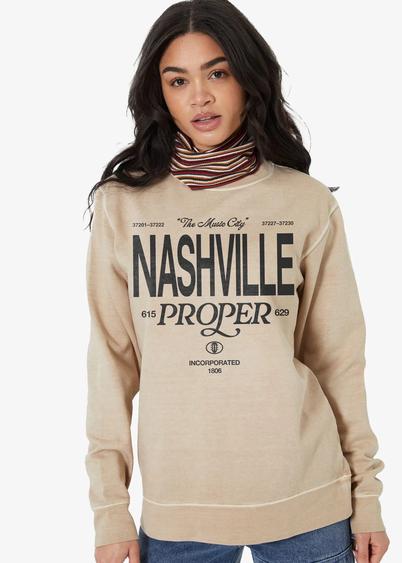 Nashville Proper Sand Oversized Crewneck Sweatshirt sold by Girl Dangerous