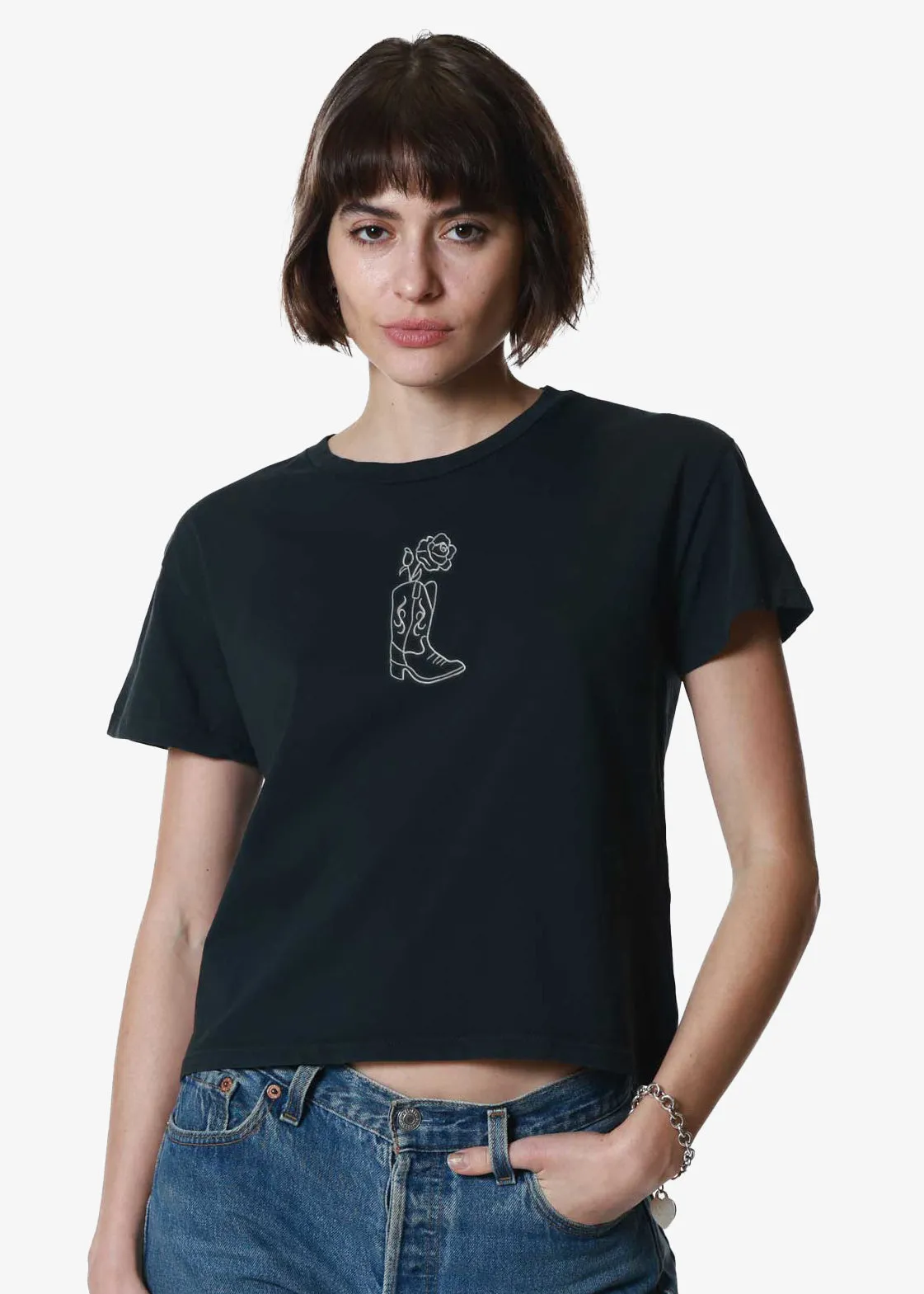 Boot & Rose Faded Black Classic Tee sold by Girl Dangerous