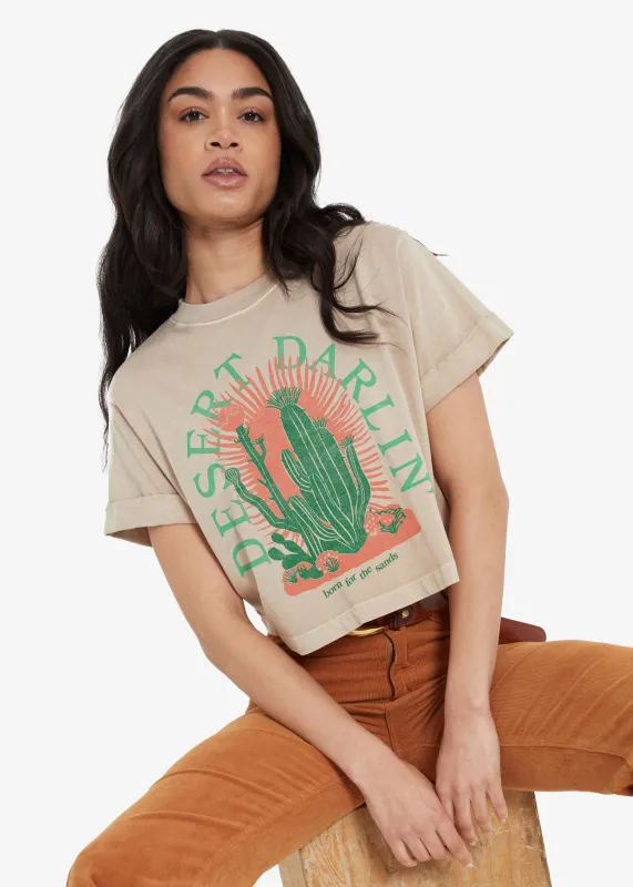 Desert Darlin Sand Cropped Boyfriend Tee sold by Girl Dangerous