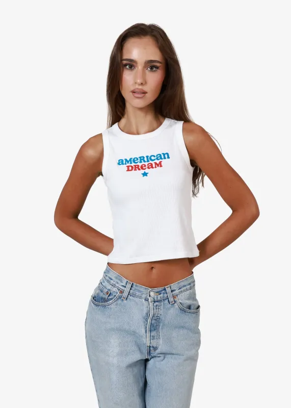 American Dream Ribbed White Crop Tank sold by Girl Dangerous