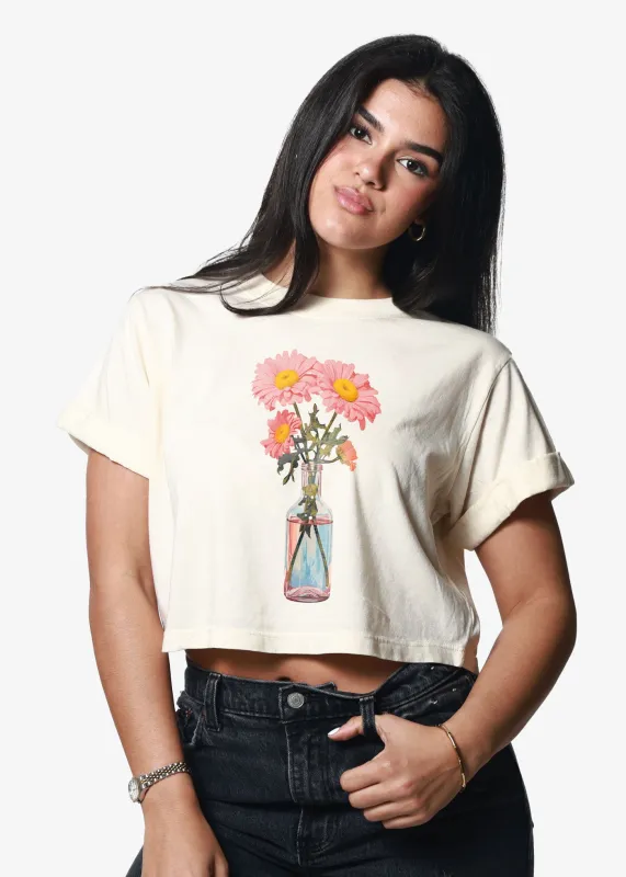 Summer Vase Off White Cropped Boyfriend Tee sold by Girl Dangerous