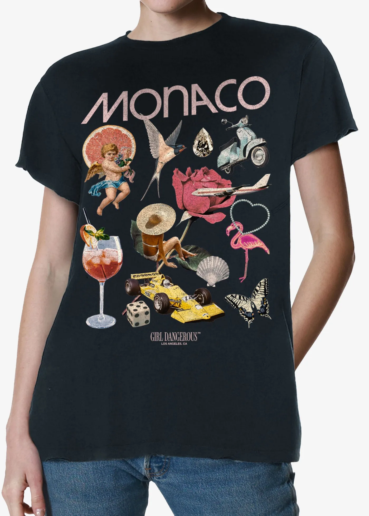 Monaco Collage Faded Black Vintage Tee sold by Girl Dangerous