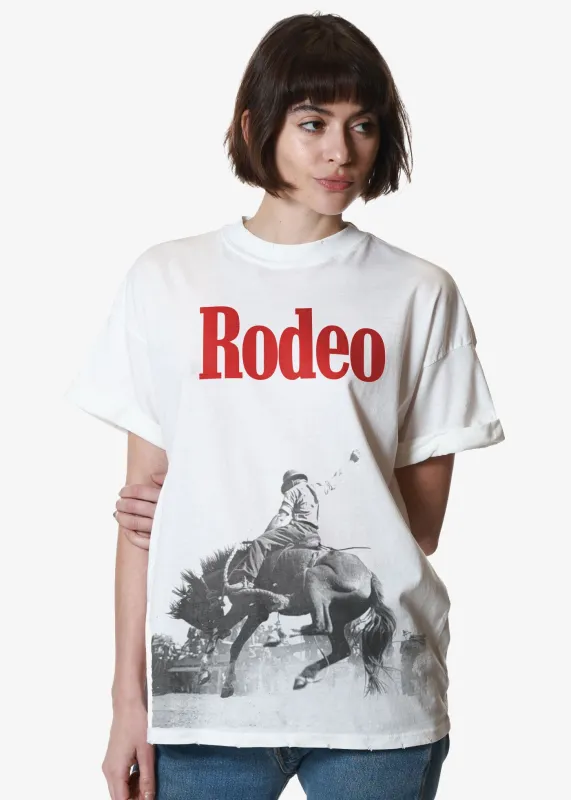 Rodeo Vintage White Boyfriend Tee sold by Girl Dangerous