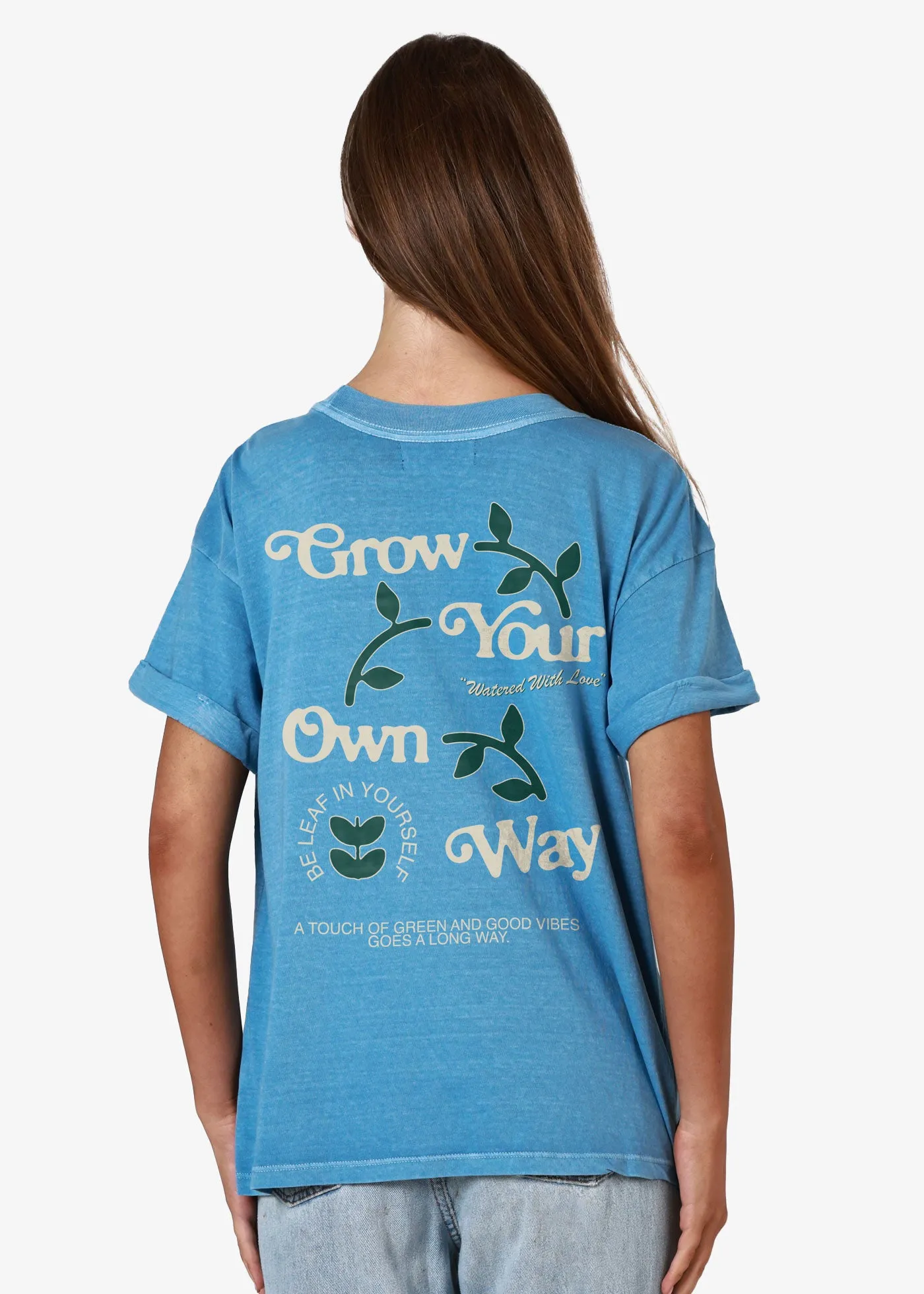 Grow Your Own Way Denim Blue Boyfriend Tee sold by Girl Dangerous